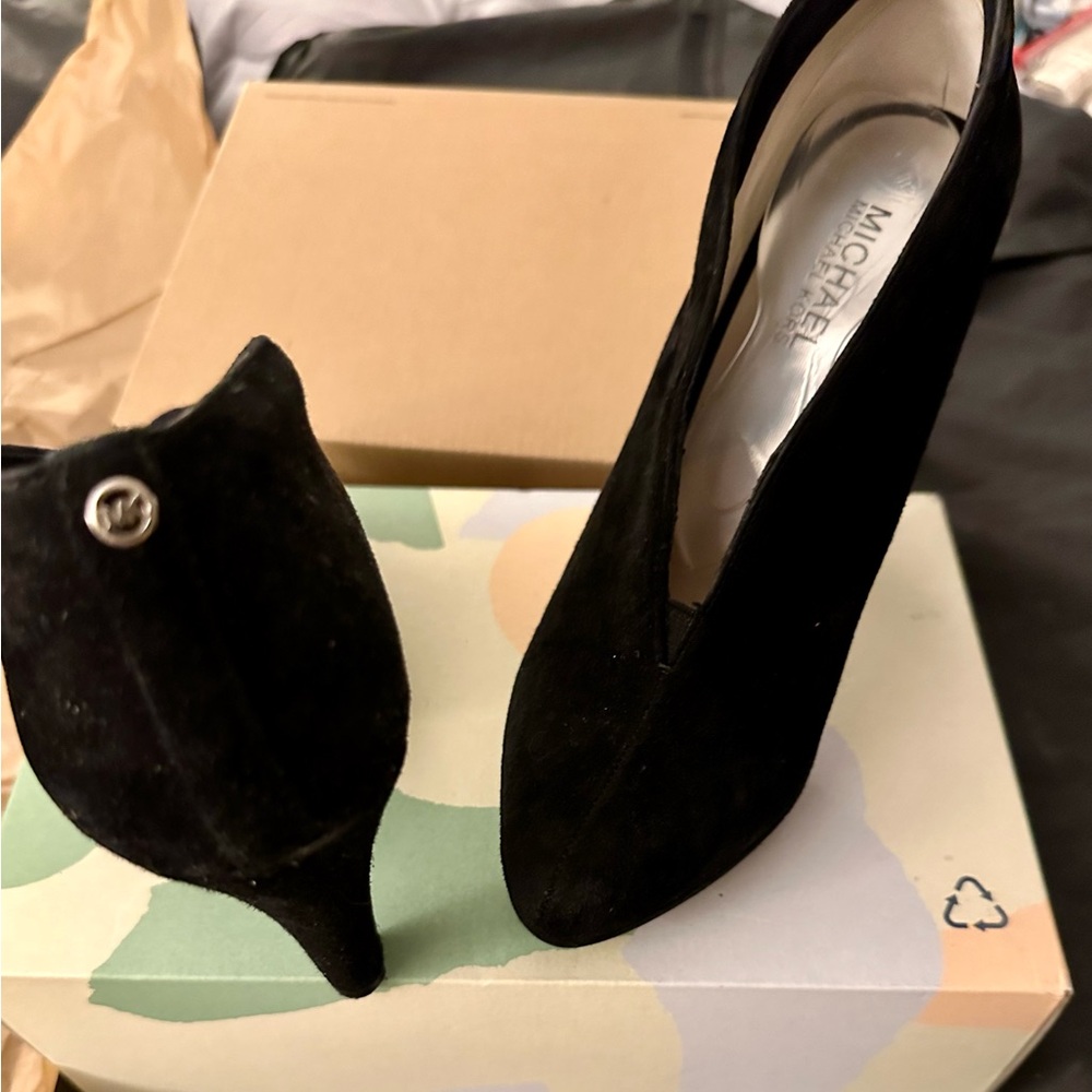 Michael Kors Black Suede High Heel Booties - Picture 5 of 7